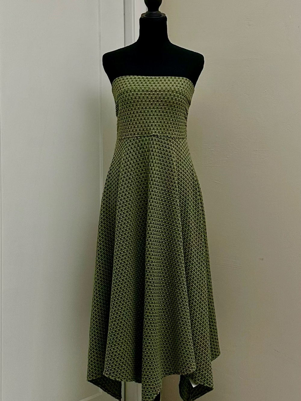 Urban Outfitters Strapless Olive Green Textured Knit Midi Dress- Size M